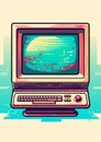 Retro computer pixel 90s retro nostalgic frame