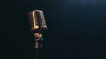 Vintage Style Retro Microphone on Black Background in 3D Render with Classic Design for Audio Recording and Broadcasting Royalty Free Stock Photo