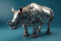 Image of a rhinoceros with technology concept. Wild Animals. Illustration, generative AI