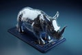 Image of a rhinoceros with technology concept. Wild Animals. Illustration, generative AI