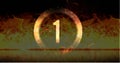 Image of ring and glowing number one in dramatic countdown over flaming fire background