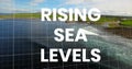 Image of rising sea levels over financial graph and seascape Royalty Free Stock Photo