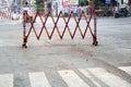 Image of road block with barrier during lock down