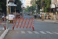 Image of road block with barrier during lock down