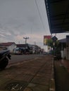 Image of the road sidewalk in the late afternoon. the streets are quiet.