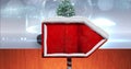 Image of road sign with copy space over snow globe on grey background Royalty Free Stock Photo