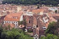Image of roof tops and Piata Sfatului (Council Square) in Brasov, Romania Royalty Free Stock Photo