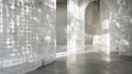 An image of a room with walls made from a smart material that can adjust its transparency and opacity. The walls appear