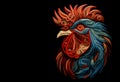 Image of a rooster head that is intricately crafted in three dimensions. Farm animals. Illustration, Generative AI