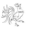 Image rooster silhouette on a white background. Tattoo. illustration