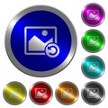 Image rotate left luminous coin-like round color buttons