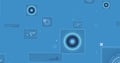 Image of round scanners and data processing against blue background with copy space Royalty Free Stock Photo