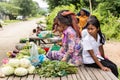 Image of rural market. Khmer countryside. Fresh vegetables.