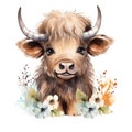 Safari Buffalo watercolor illustration, safari animals clipart