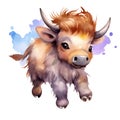 Safari Buffalo watercolor illustration, safari animals clipart