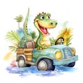 Safari Crocodile watercolor illustration, safari animals clipart