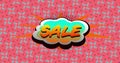 Image of sale text over retro vibrant pattern background