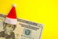 The image of Santa President Jackson on the twenty-dollar bill of the United States. The concept of financial expenses for Royalty Free Stock Photo