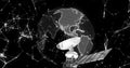 Image of satellite over globe and network of connections on black background Royalty Free Stock Photo