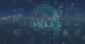 Image of scanning, malware detection, connections and head model on navy background