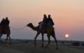 This is an image of beautiful sunset point or camel safari in jaisalmer rajasthan india