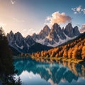 Scenic image of the lake Antorno in National Park Tre Cime di Lavaredo. Location Auronzo, Misurina, Dolomiti