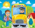 Image with school bus topic 4 Royalty Free Stock Photo