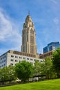 Scioto Mile Promenade looking up at LeVeque Tower