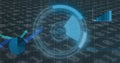 Image of scope scanning, data processing and binary coding numbers changing Royalty Free Stock Photo