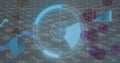 Image of scope scanning with data processing and network of connections over binary coding Royalty Free Stock Photo