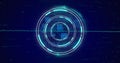 Image of scope scanning and data processing over binary coding on blue background Royalty Free Stock Photo