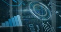 Image of scope scanning and data processing over cables in computer server Royalty Free Stock Photo