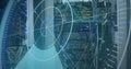 Image of scope scanning and data processing over cables in computer server Royalty Free Stock Photo