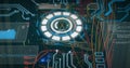 Image of scope scanning and data processing over cables in computer server Royalty Free Stock Photo