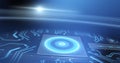 Image of scope scanning, data processing over computer circuit board Royalty Free Stock Photo
