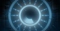 Image of scope scanning and data processing over computer processor Royalty Free Stock Photo