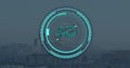 Image of scope scanning with 6g text over cityscape