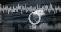 Image of scope scanning and globe over data processing on black background Royalty Free Stock Photo