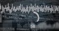 Image of scope scanning and globe over data processing on black background Royalty Free Stock Photo