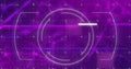 Image of scope scanning and network of connections on purple background