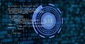 Image of scope scanning with numbers and binary coding processing Royalty Free Stock Photo