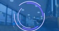 Image of scope scanning over caucasian woman using smartphone
