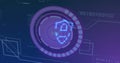 Image of scope scanning with padlock icon over data processing Royalty Free Stock Photo