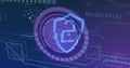 Image of scope scanning with padlock icon over data processing Royalty Free Stock Photo