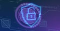 Image of scope scanning with padlock icon over data processing Royalty Free Stock Photo