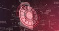 Image of scope scanning with padlock icon over data processing Royalty Free Stock Photo