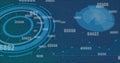 Image of scopes scanning and data processing over grid Royalty Free Stock Photo
