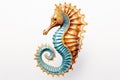 Image of seahorse on white background. Undersea animals. Illustration, Generative AI