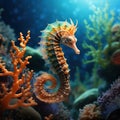 Image of seahorses in under sea and beautiful corals. Undersea animals