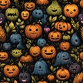 Cute Pumpkin Ghost Seamless Pattern